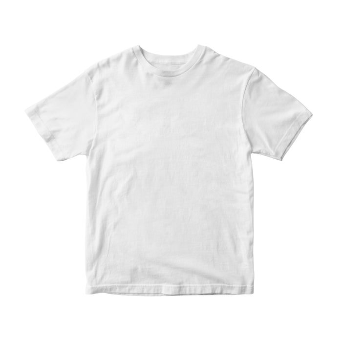 The Isle Of Wight Festival Shop's PRE-ORDER 2027 Line-Up T-Shirt is a plain white short-sleeve tee with a simple round neckline, shown on a white background—ideal for customizing with your favorite 2027 headliners. No visible designs or logos.