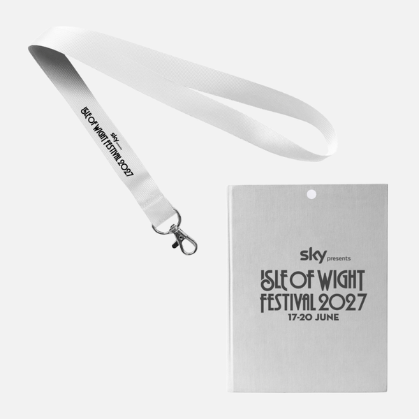 White PRE-ORDER 2027 Lanyard Programme featuring the Isle of Wight Festival 2027 logo and date.