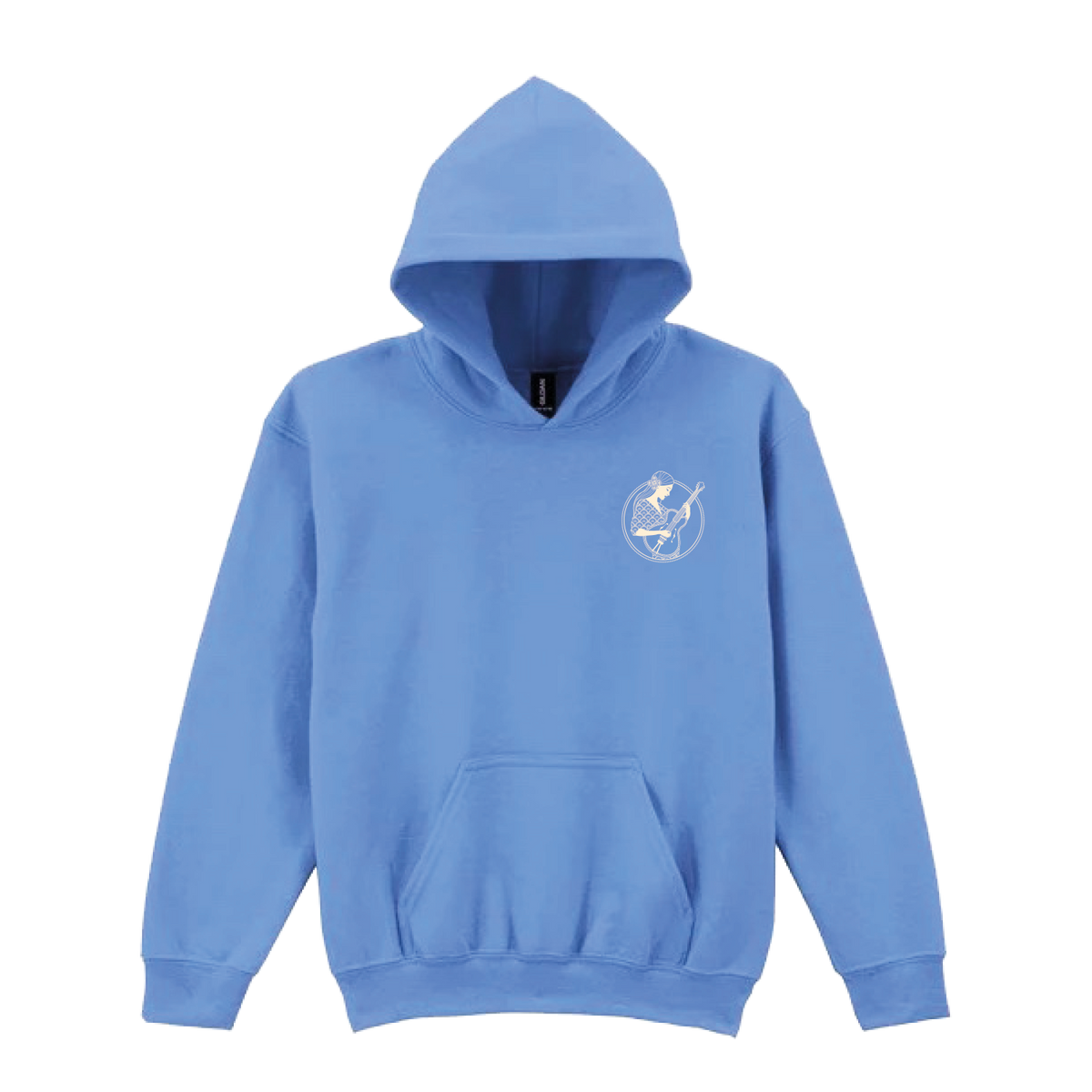 The Isle of Wight Festival 2025 Event Kids Hoodie Blue by 2025 features a front pocket and a small white astronaut-on-moon graphic on the left chest—perfect for young festival-goers adventures.